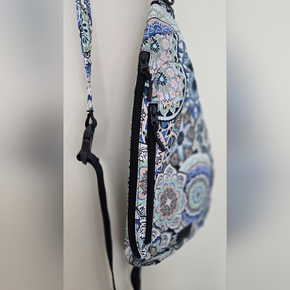 Vera Bradley Mandala Print Sling Bag Backpack Blue Teal Peach Green NWOT - Picture 3 of 8